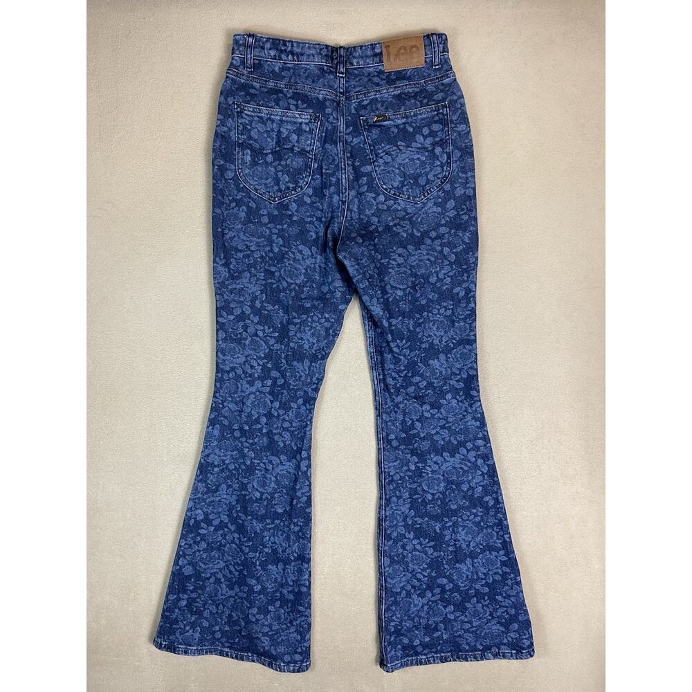 Lee Jeans Womens 30 Blue Floral Print Flare Leg High Rise Stretch Regular Fit - Picture 14 of 15